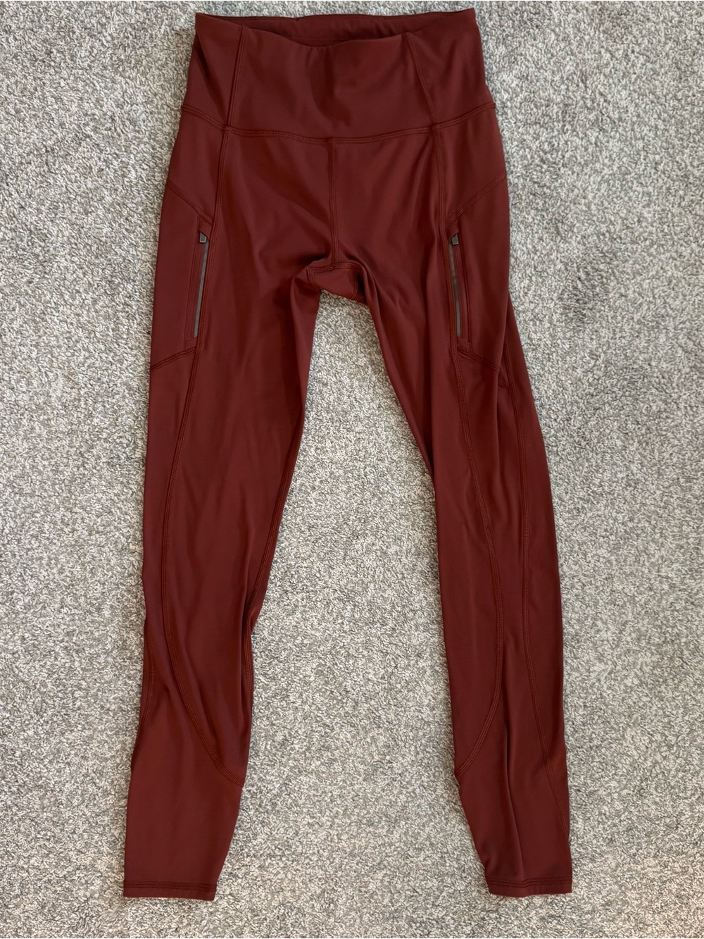 Athleta Rainier Tight Women's Size XS High Waisted Rust Burgundy Activewear